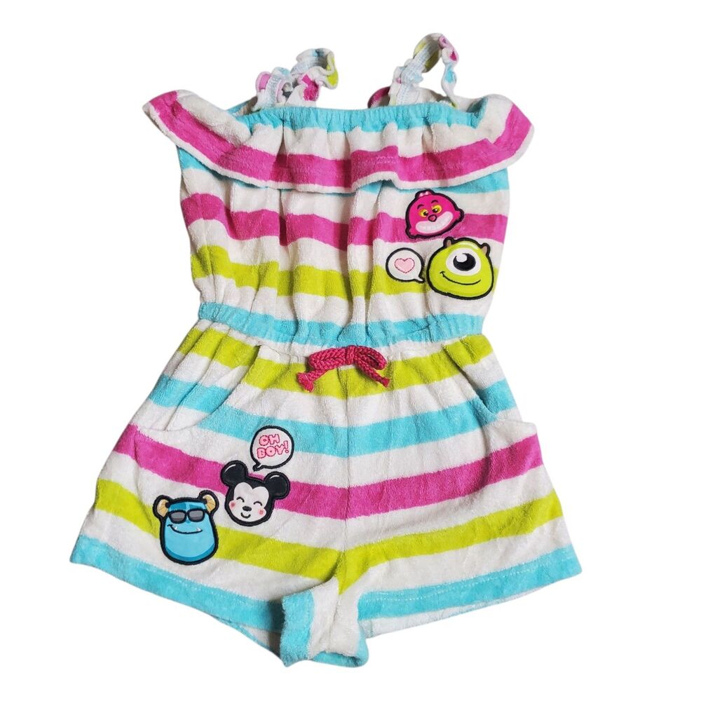 Disney Store Emoji Style Terry Cloth Romper Swimsuit Cover Toddler Girls Size 3